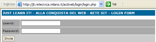 Pagina di accesso alla piattaforma